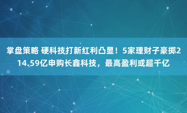 掌盘策略 硬科技打新红利凸显！5家理财子豪掷214.59亿申购长鑫科技，最高盈利或超千亿